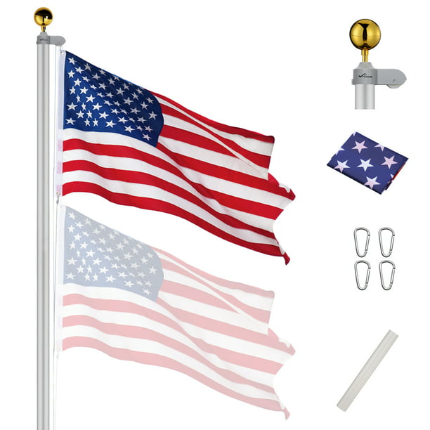 3x5 USA American & State of Oklahoma Flag & 2 White Pole Kit Sets 3'x5'